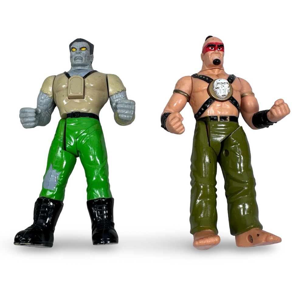 Vintage 1994 Milton Bradley Karate Fighters Action Figures Gray Green Set of 2